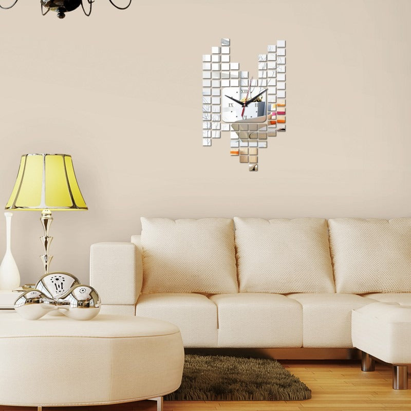 Mosaic Wall Sticker Clock Wall Decoration Digital Wall Clock