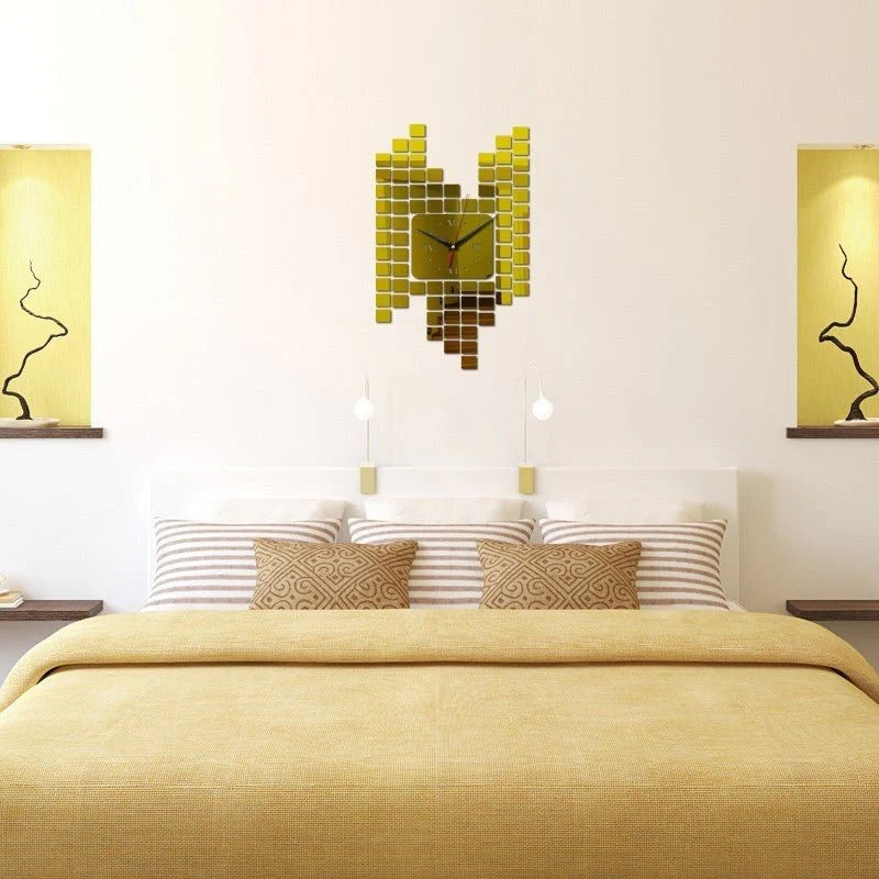 Mosaic Wall Sticker Clock Wall Decoration Digital Wall Clock
