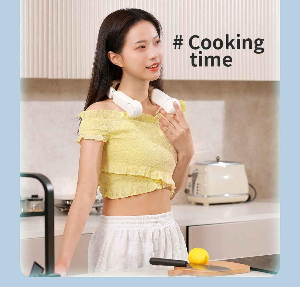 Portable Mini Neck Fan Portable Bladeless Fan USB Rechargeable Leafless Hanging Fans Air Cooler Cooling Wearable Neckband Fans